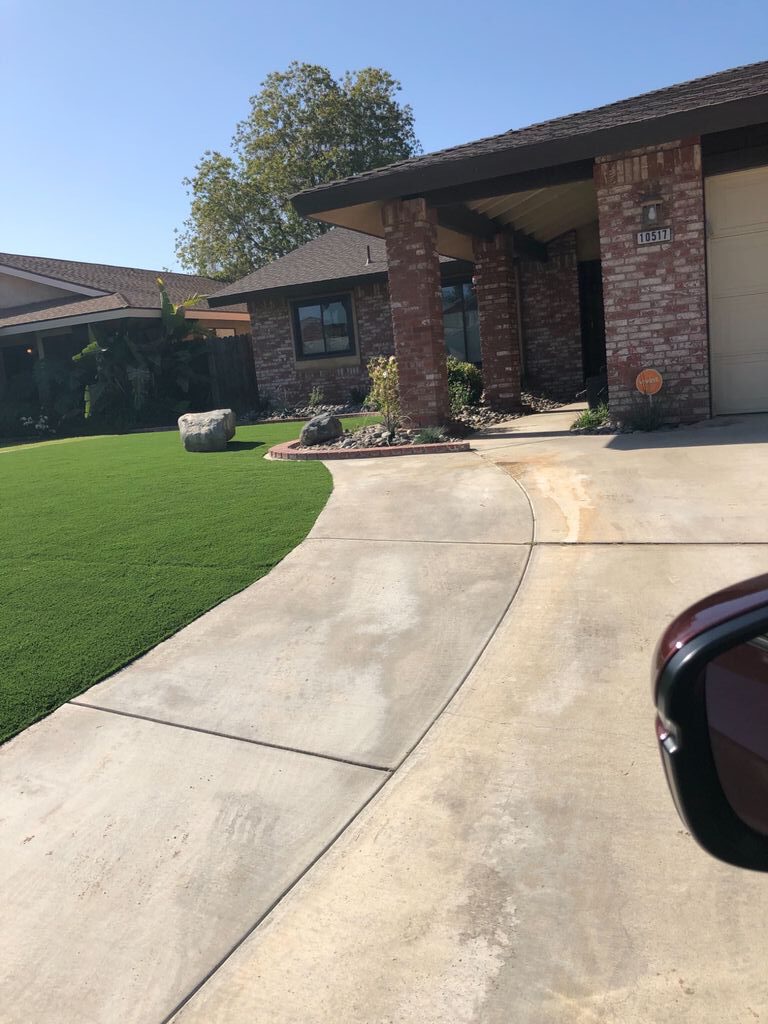 Driveway and front yard grass